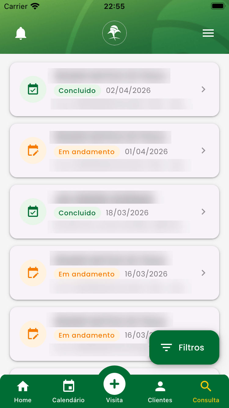 Consulta de visitas no TerraApp